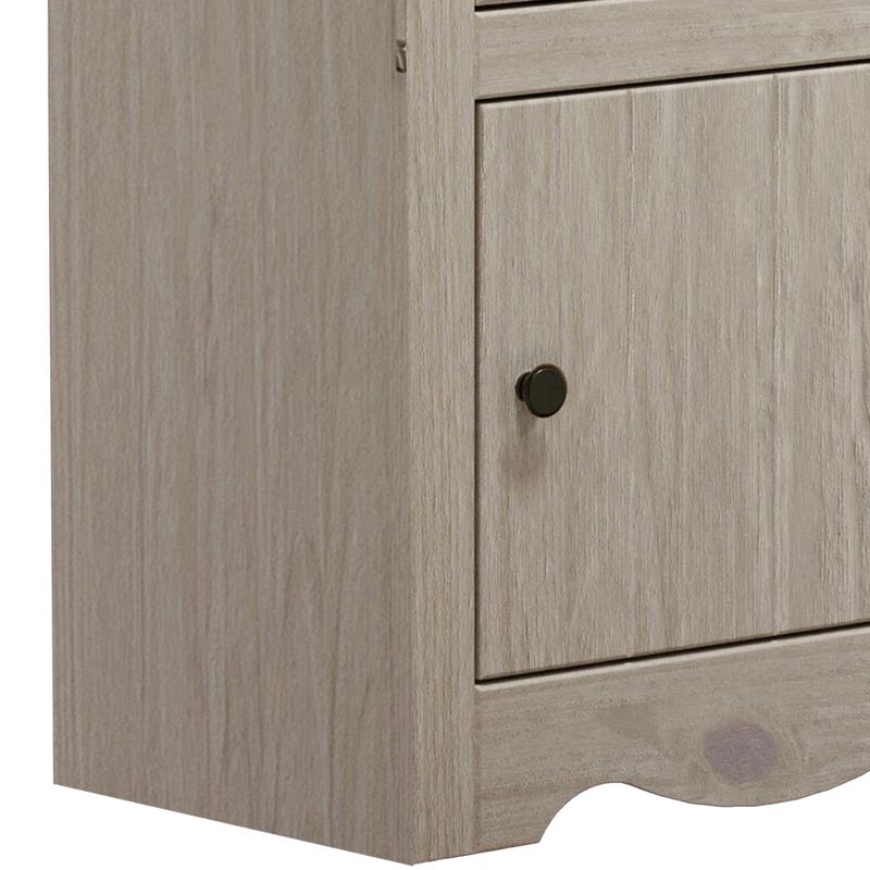 Stav Nightstand, 1 Drawer and Door, 25 Inch, Plank Style, White Solid Wood