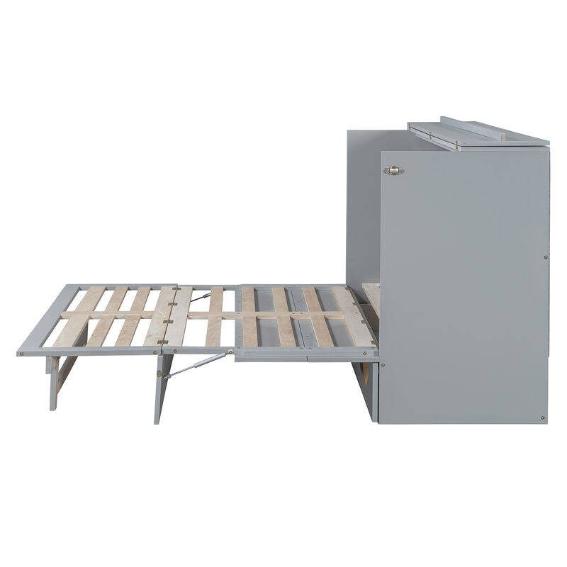 Merax Murphy Bed Cabinet with Large Drawer,USB Ports and Outlets
