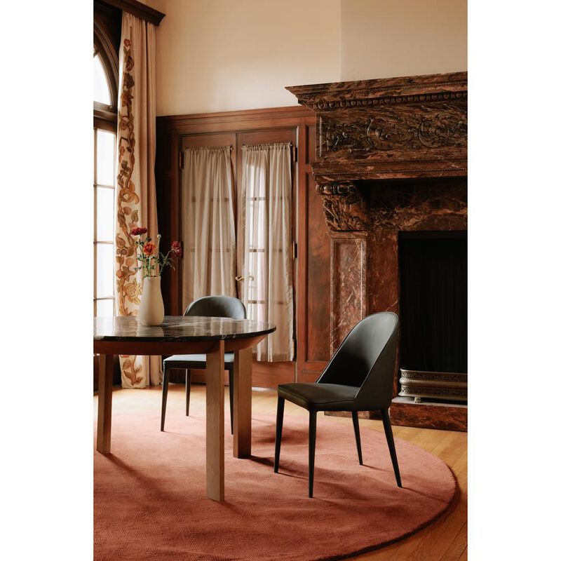 Moe's Home Collection Burton Dining Chair Black Fade Vegan Leather-Set Of Two
