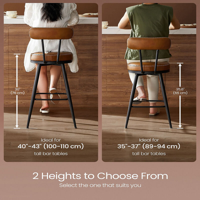 40.5" Tall Swivel Bar Stools with Backs