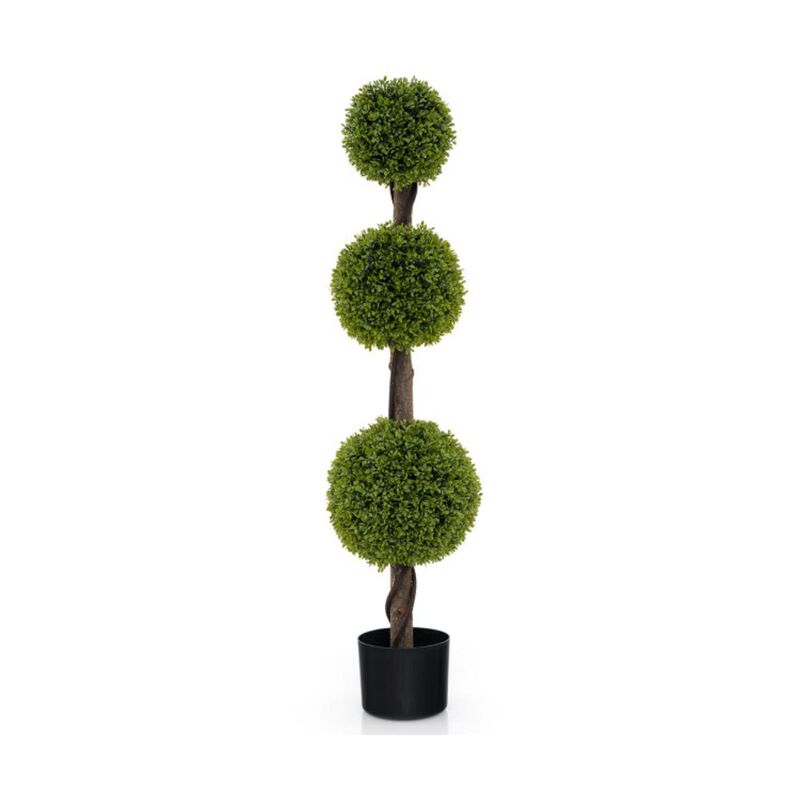 Hivvago 4 FT Artificial Ball Shape Bush Tree with Lush PE leaves and Trunk