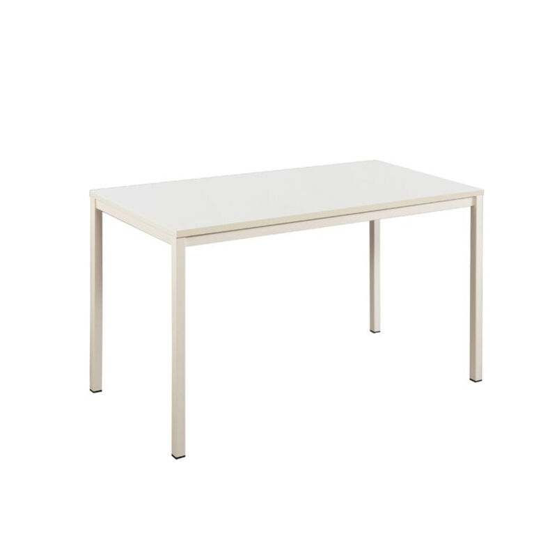 FC Design Klair Living Contemporary Wood and Metal Computer Desk in Ivory