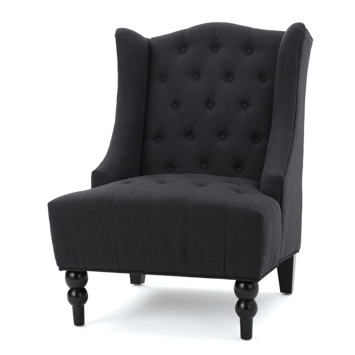 Luxurious Diamond-Tufted Wingback Club Chair for Refined Comfort