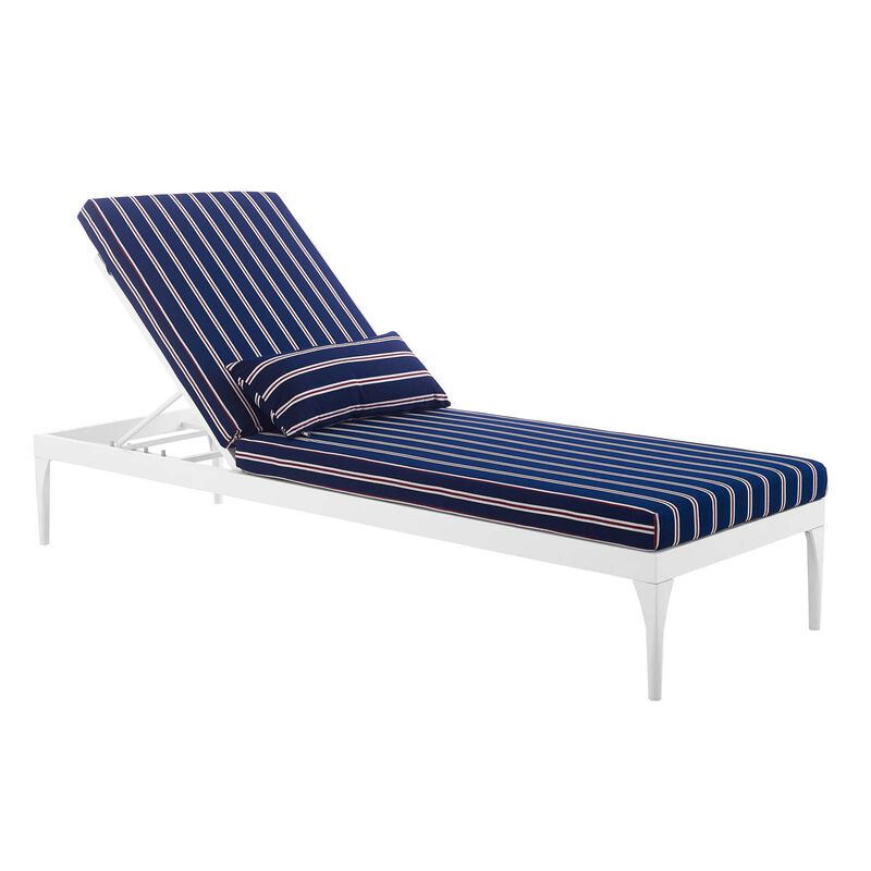 Perspective Cushion Outdoor Patio Chaise Lounge Chair - White Striped Navy