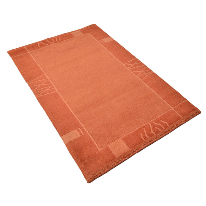 Rugsotic Carpets Hand Knotted Tibbati Wool 8'x11' Area Rug Contemporary Orange T00206