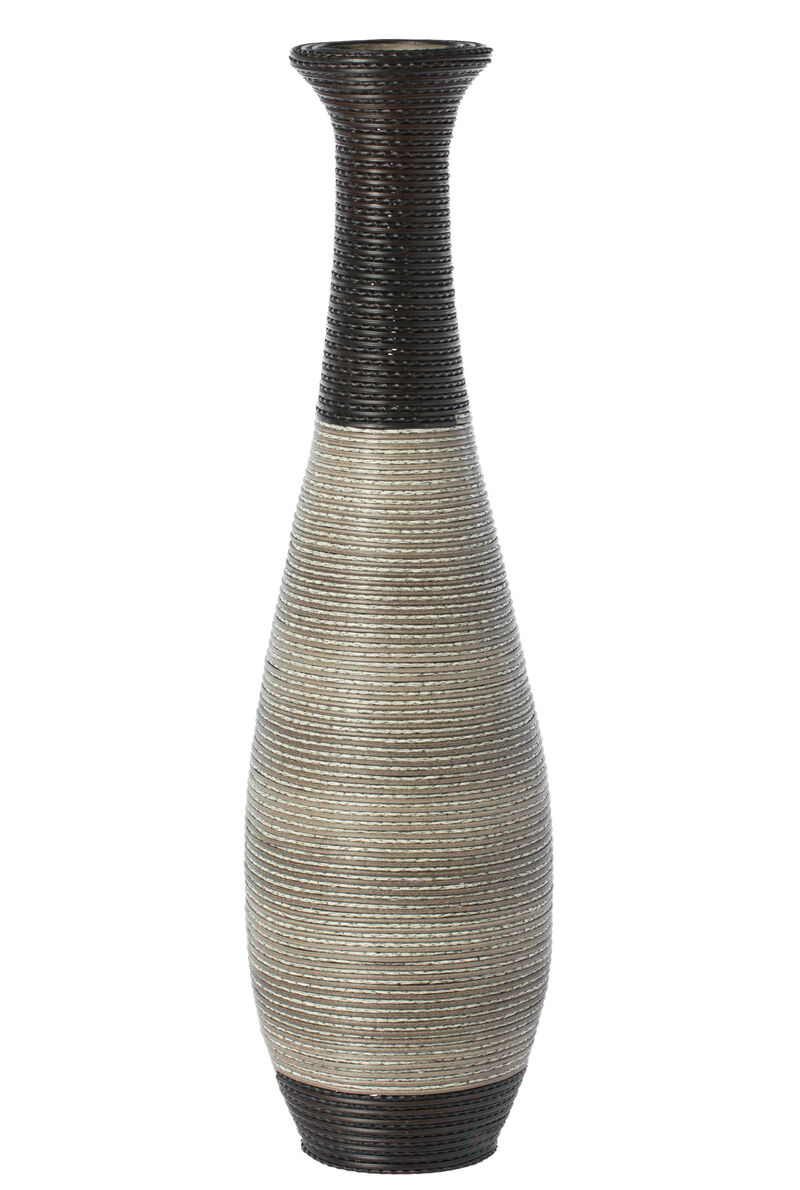 39-Inch Tall Standing Designer Floor Vase - Durable Artificial Rattan - Elegant Two-Tone Dark Brown Finish - Ideal Decor Accent for Living Room, Bedroom, Entryway - Stylish Home Decor Statement Piece