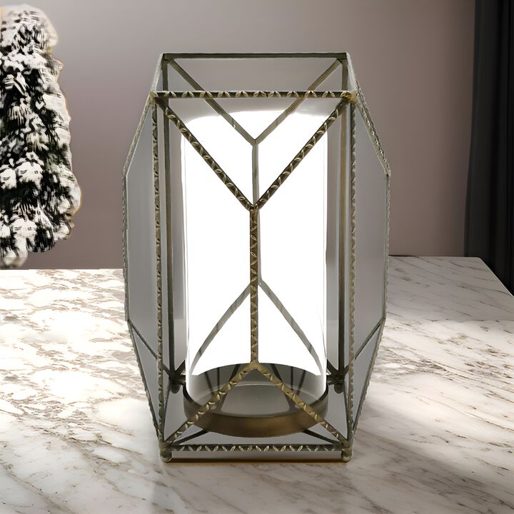 Candle Holder 8.5"L x 12"H - Sophisticated Iron and Glass Design
