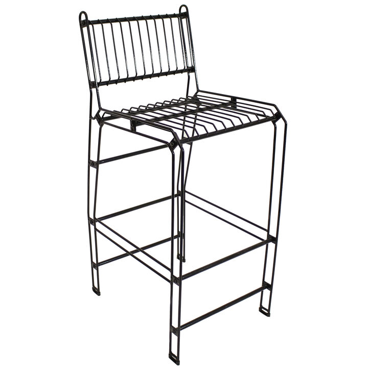 Sunnydaze Steel Wire Indoor and Outdoor Bar Chair - Black