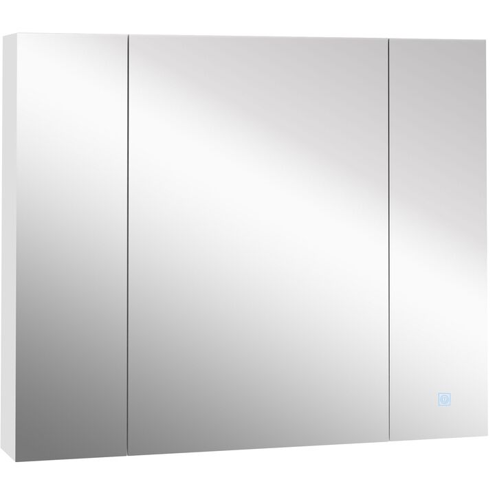 White Bathroom Organizer: LED Mirror Cabinet with USB & 3 Doors