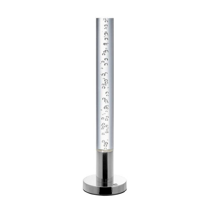 Cylinder Table Lamp Chrome Metal and Acrylic LED Light