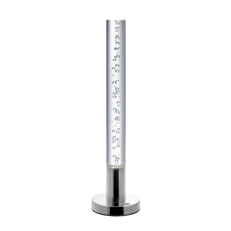 Cylinder Table Lamp Chrome Metal and Acrylic LED Light