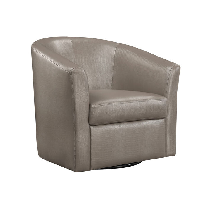 Faux Leather Upholstered Swivel Accent Chair, Champagne