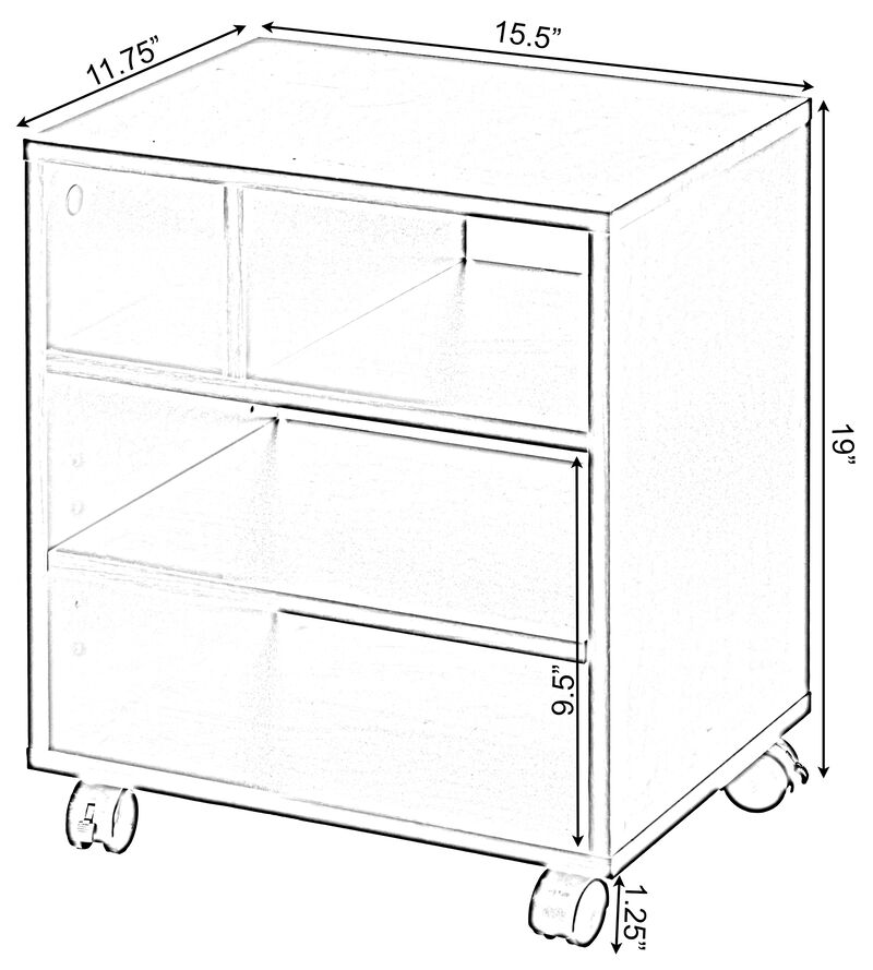 Wooden Office Storage Printer Stand with Wheels, White