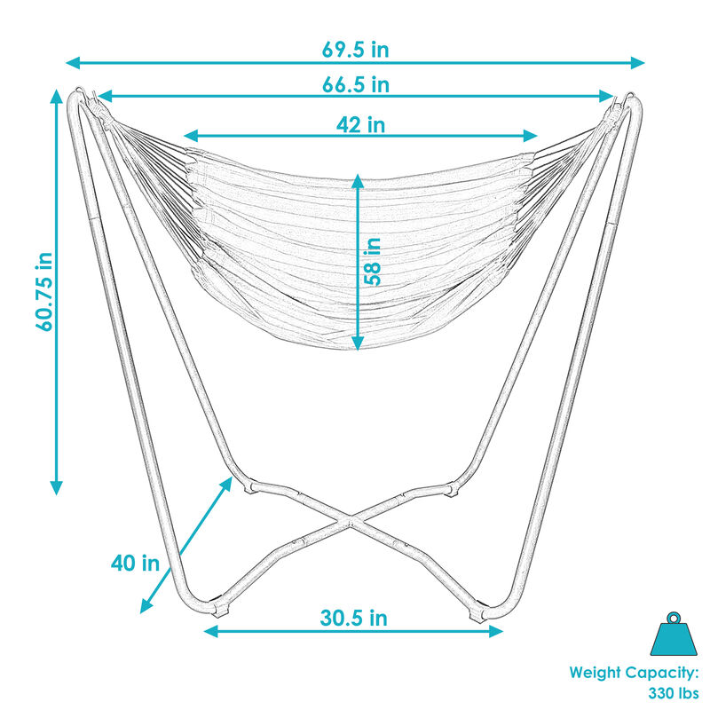 Sunnydaze Cotton Hammock Chair with Space Saving Steel Stand