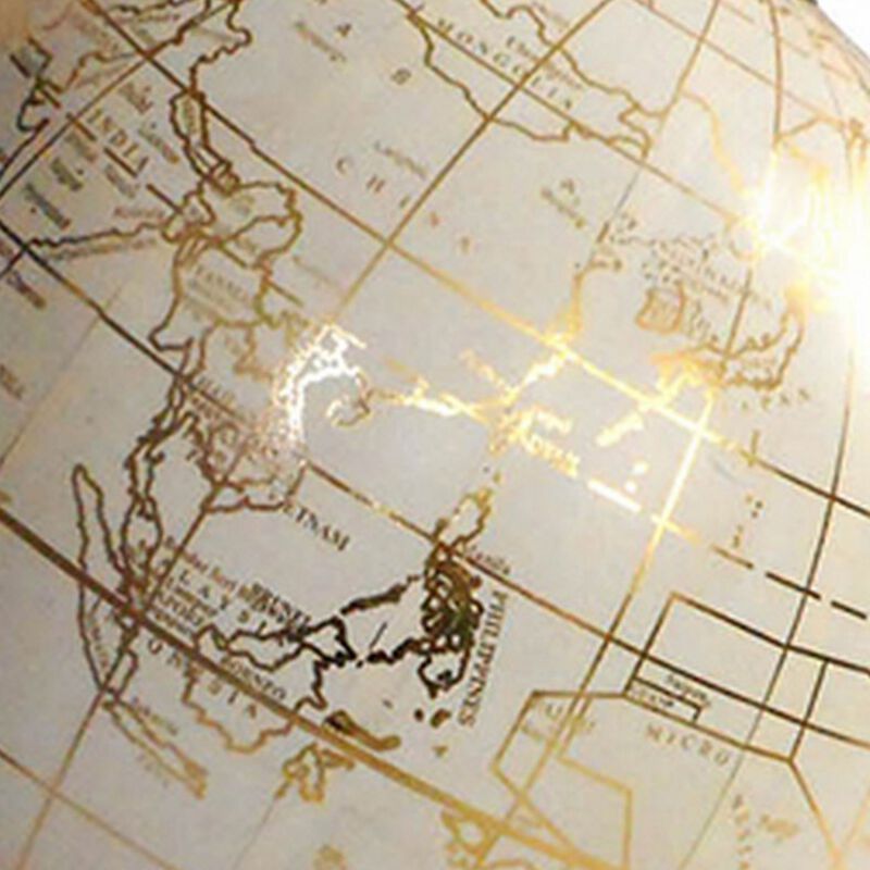 15 Inch Modern Accent Globe, Smooth Turning, White With Gold Aluminum Stand - Benzara
