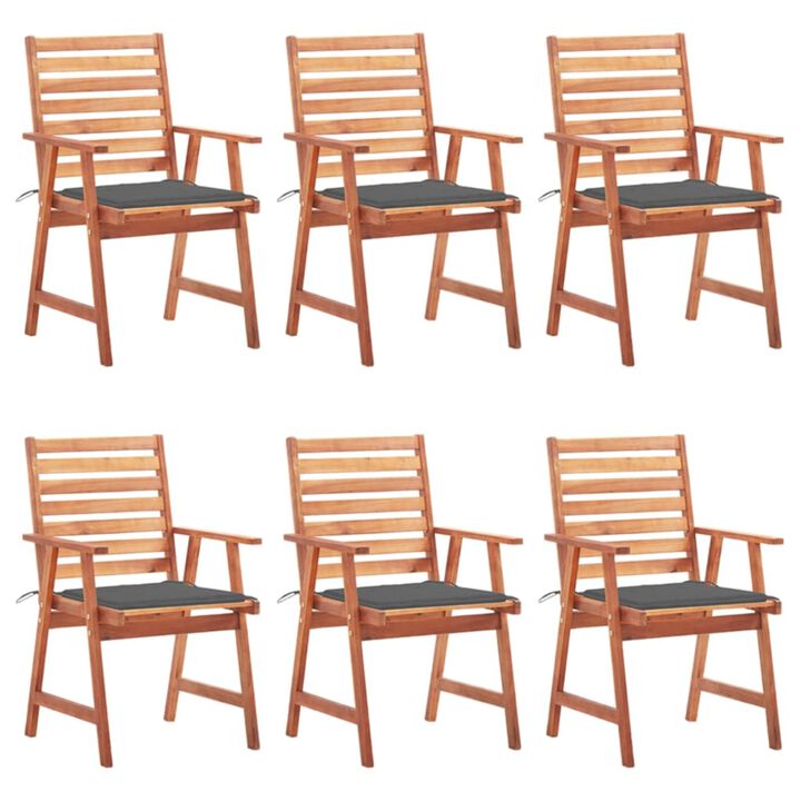 vidaXL Outdoor Dining Chairs 6 pcs with Cushions Solid Acacia Wood