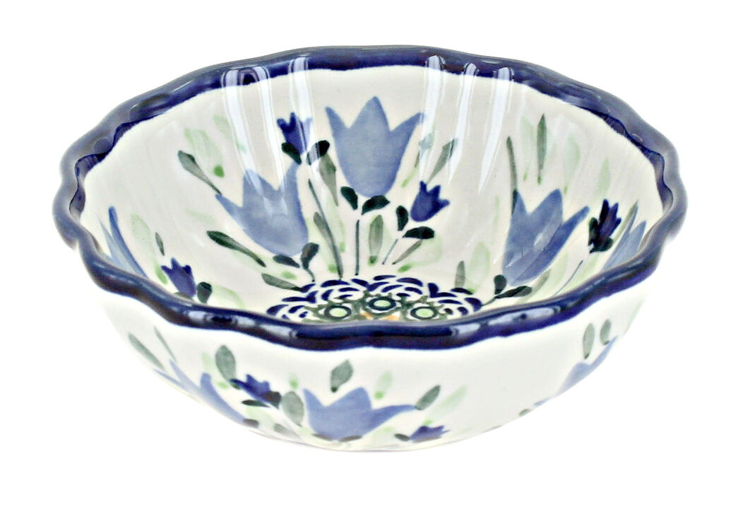 Blue Rose Polish Pottery Peacock Small Scallop Dish
