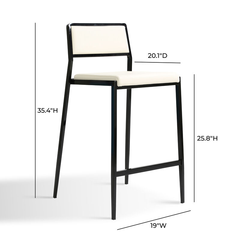 Gale Black Performance Vegan Leather Stackable Stool - Set of 2