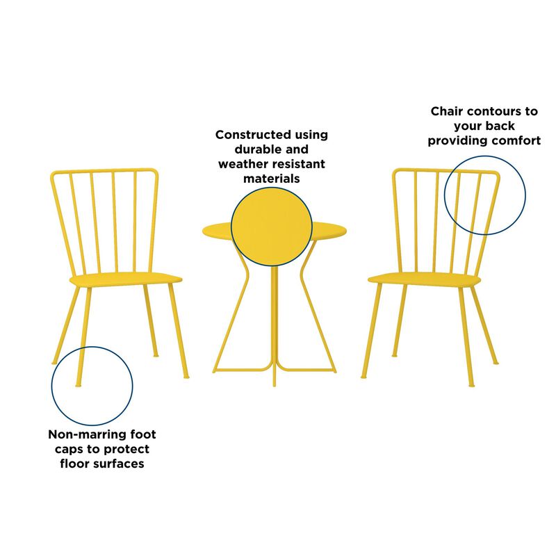 Novogratz Heidi Outdoor/Indoor 3 Piece Bistro Set