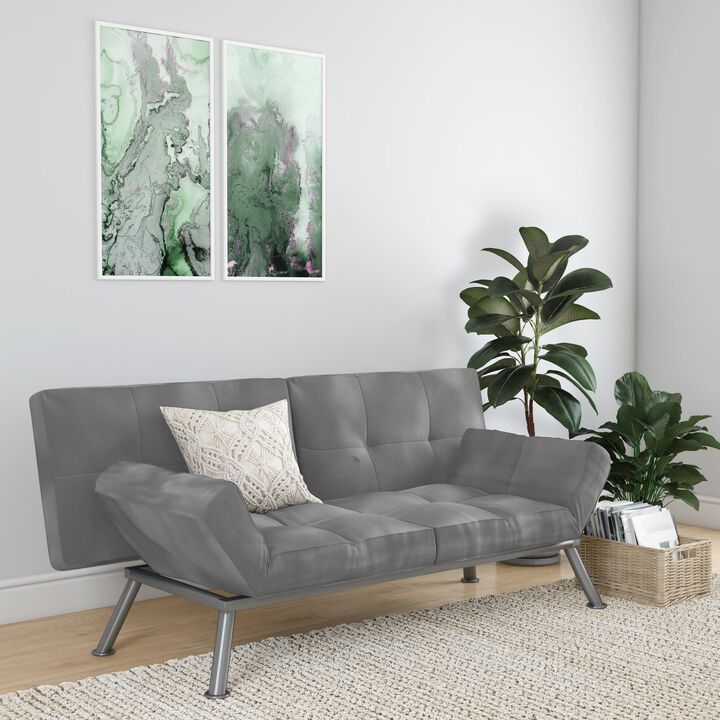 Archer Convertible Futon with Adjustable Armrests, Charcoal