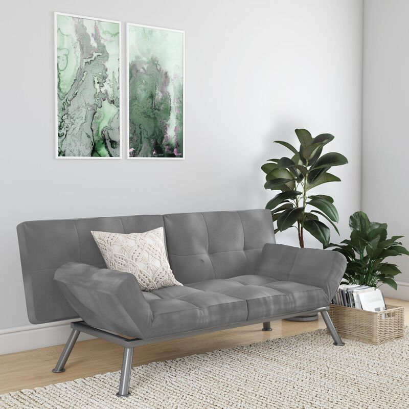 Archer Convertible Futon with Adjustable Armrests, Charcoal