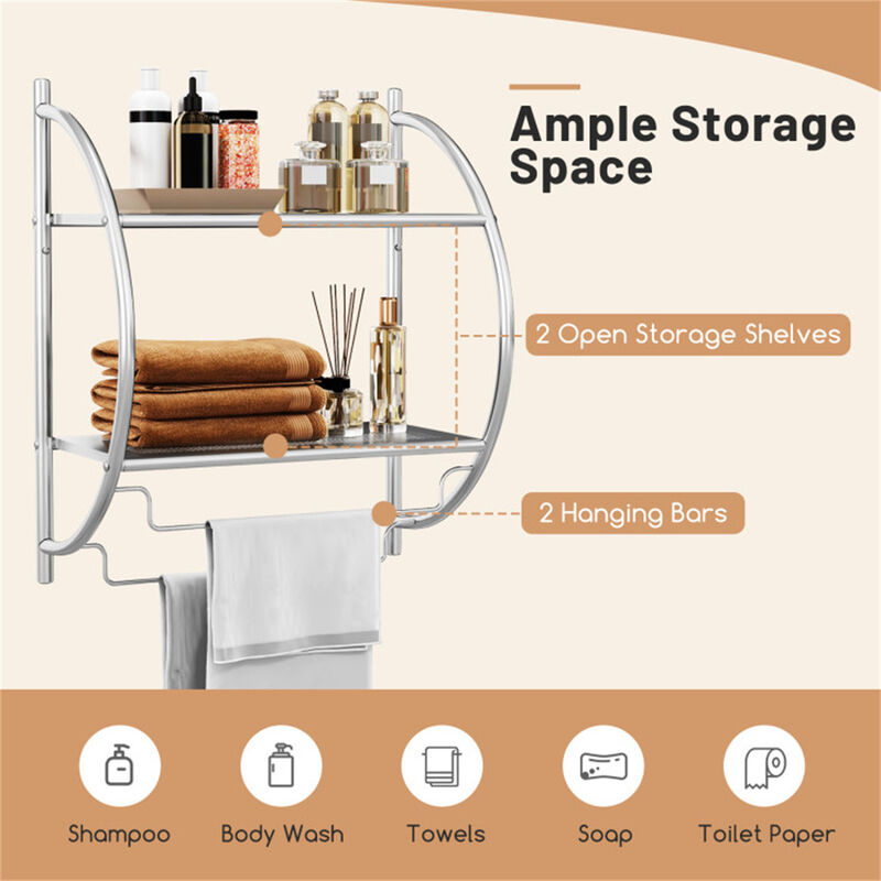 Wall Mounted Bathroom Towel Rack for Storage and Organization