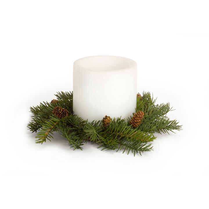 Set of 4 Pine Candle Wreaths for Holiday and Seasonal Home Décor