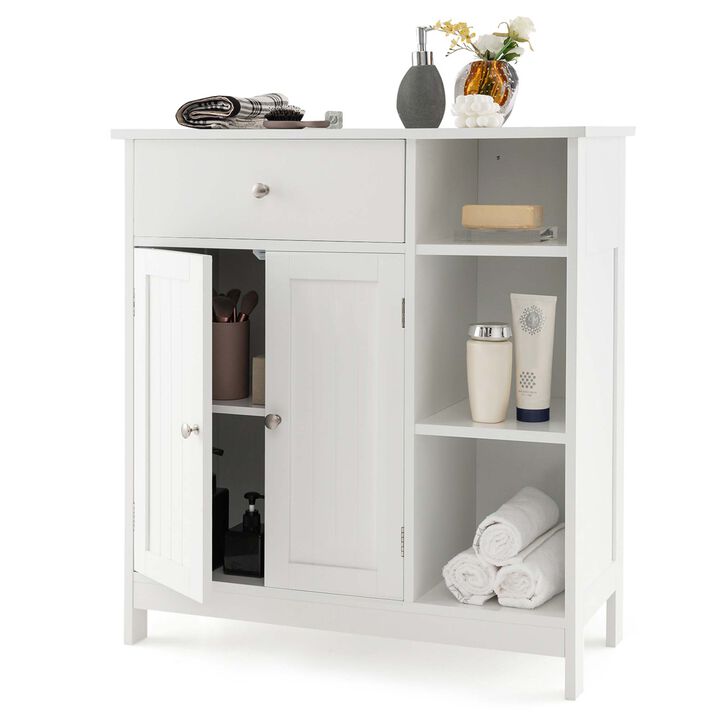 Costway Bathroom Floor Cabinet Freestanding Kitchen Cupboard Storage Organizer with Drawer