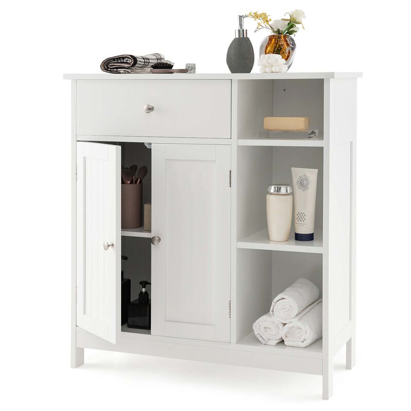 Costway Bathroom Floor Cabinet Freestanding Kitchen Cupboard Storage Organizer with Drawer