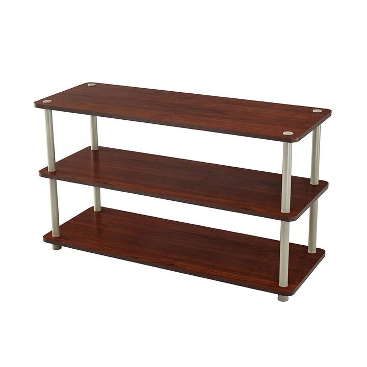 QuikFurn Dark Cherry 3-Shelf Modern Shoe Rack - Holds up to 12 Pair of Shoes