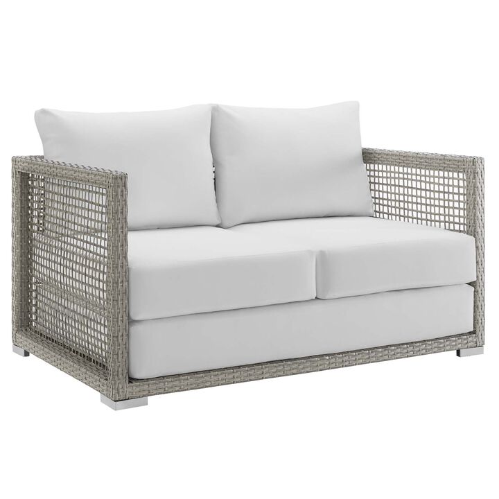 Aura 3 Piece Outdoor Patio Wicker Rattan Set - Gray White