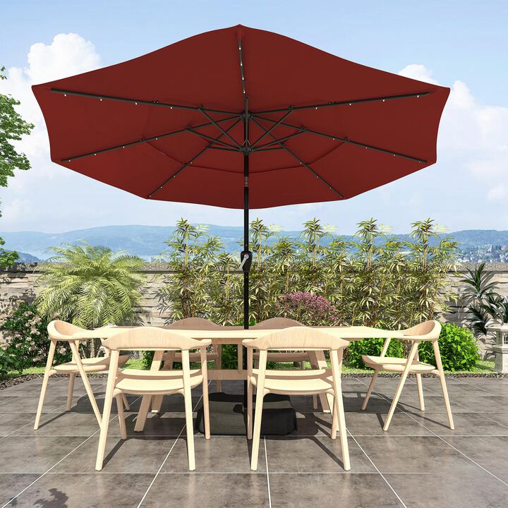 Mondawe 11 ft. Market Patio Umbrella 3-Tiers Crank and Tilt Outdoor Umbrella with LED Lights