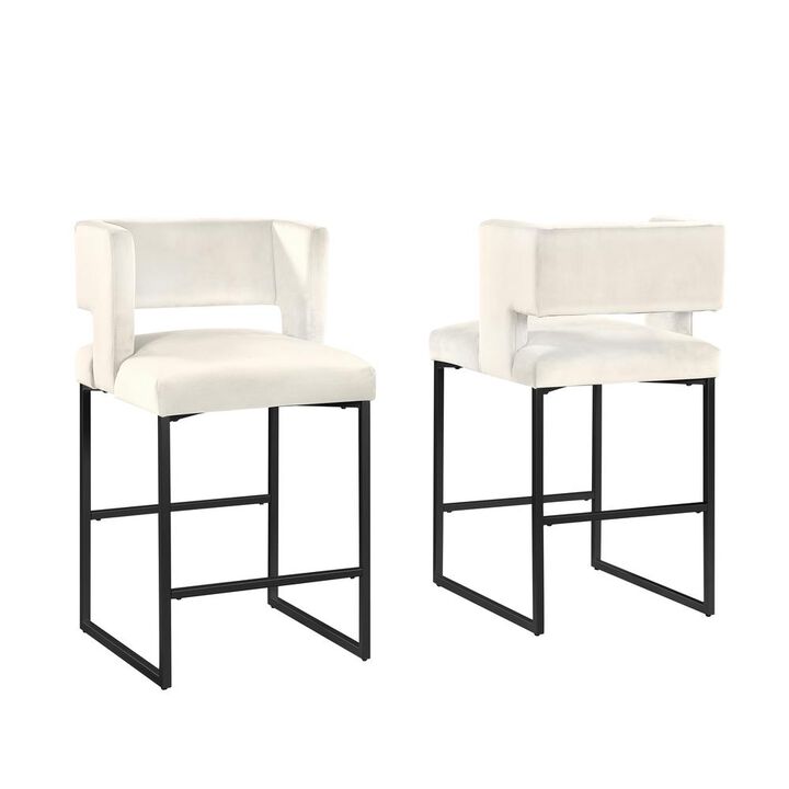Lynx Velvet Bar Stools in Matte Black (Set of 2)