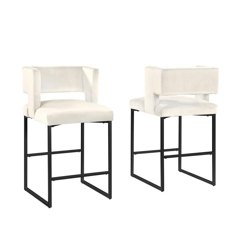 Lynx Velvet Bar Stools in Matte Black (Set of 2)