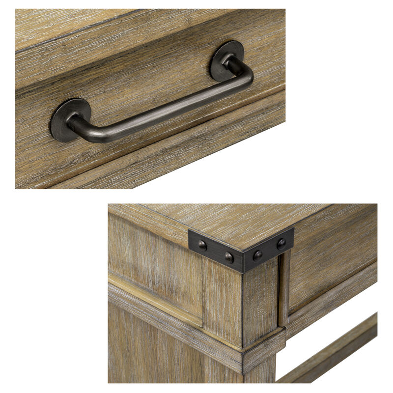 Gracie Mills Jerrell Rustic 2-Drawer Occasional Table in Natural Finish