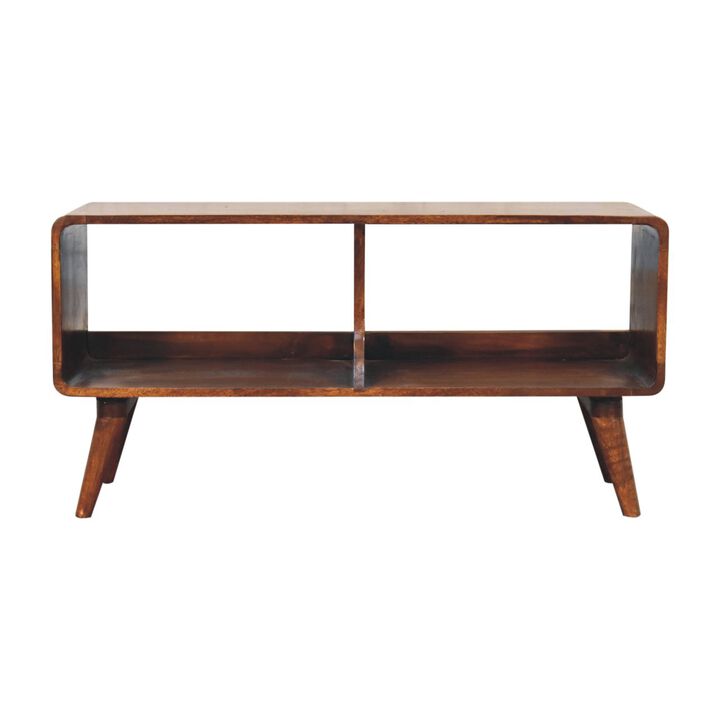 Artisan Furniture Solid Wood Curved Chestnut Double Slot Media Unit