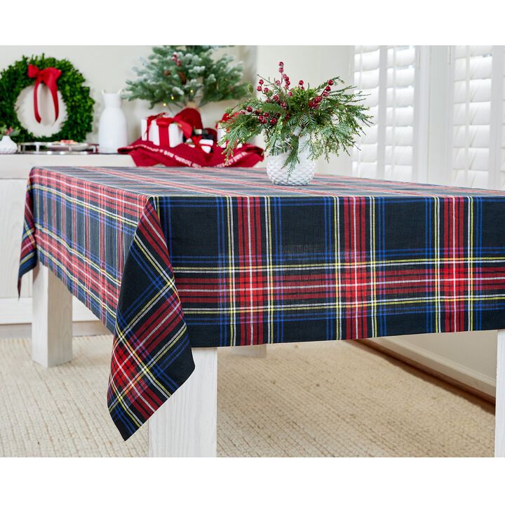 Solino Home 100% Pure Linen Tablecloth | Stewart Plaid for Spring and Easter
