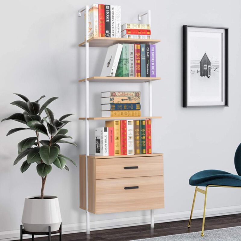 Industrial Bookshelf with Storage Drawers for Home & Office