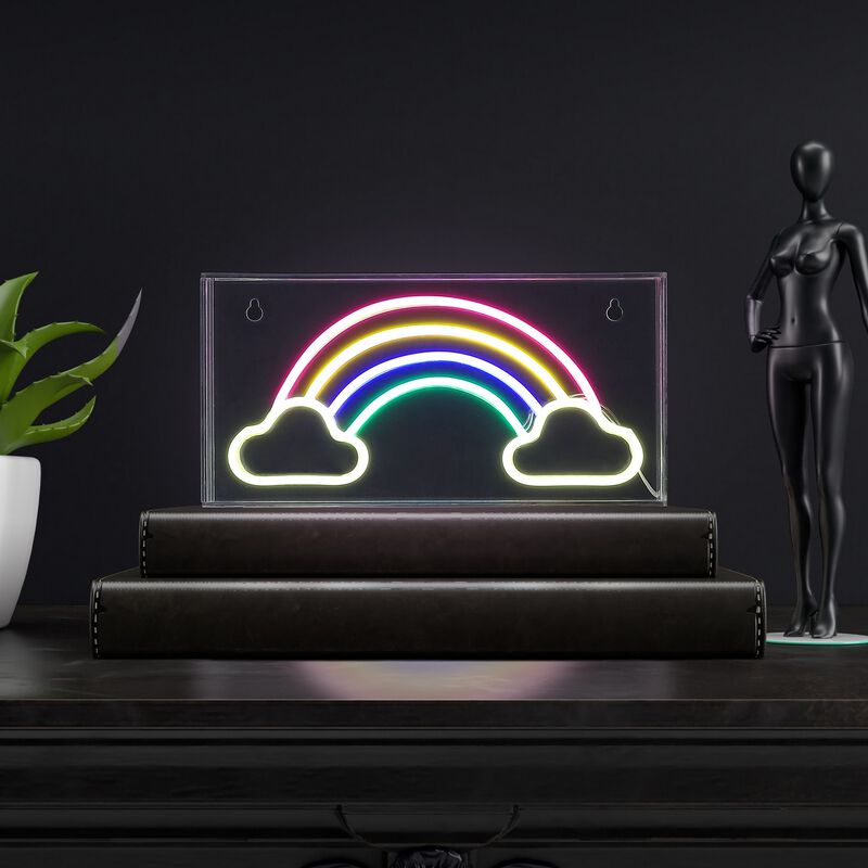 Rainbow 11.75" Contemporary Glam Acrylic Box USB Operated LED Neon Light