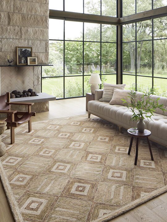 Varena VAR-01 Sand / clay 18" x 18" Sample Rug by
