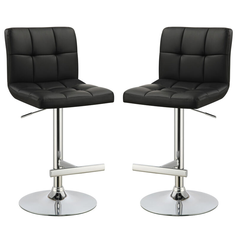 Sophisticated Armless Adjustable Bar Stool, Black ,Set of 2-Benzara