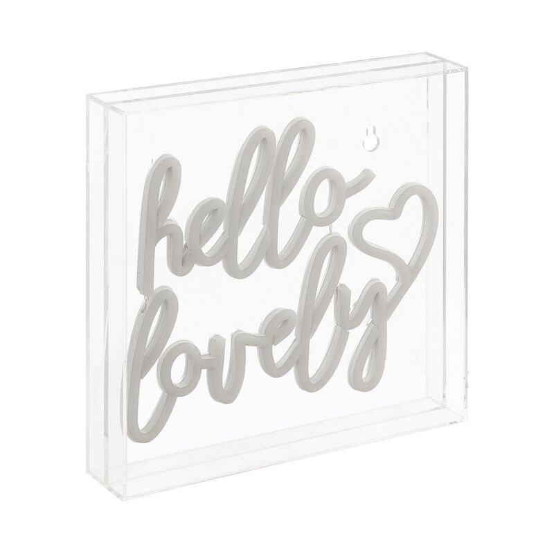 Hello Lovely 10" Square Contemporary Glam Acrylic Box USB Operated LED Neon Light