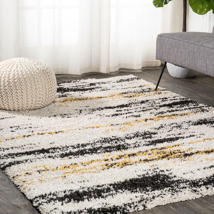 Nova Modern Bold Strie Shag Area Rug