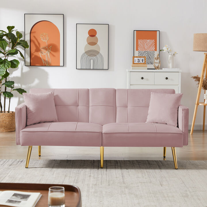 PINK VELVET SOFA BED