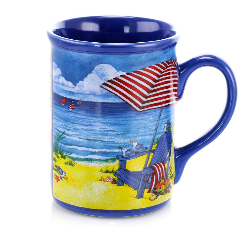 Gibson Home Beachcomber 4 Piece 16 Ounce Stoneware Mug Set in Assorted Designs