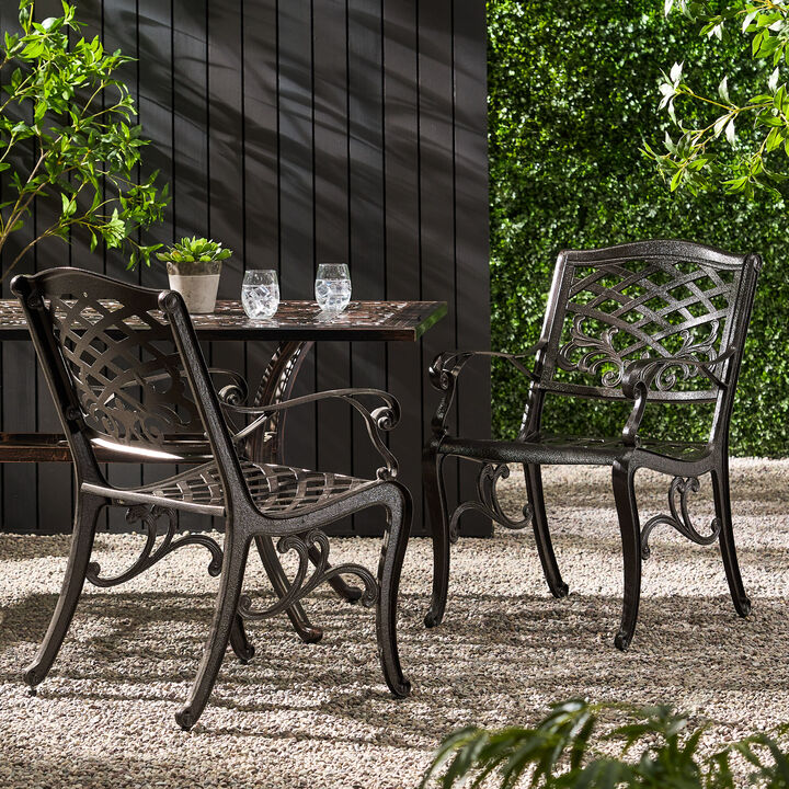 Elegant Traditional Dining Chairs with Aluminum Frame and Floral Accents