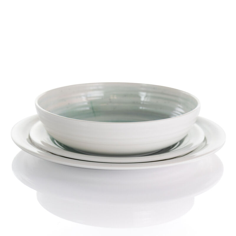 Elama Potters Wheel 12 Piece Lightweight Melamine Dinnerware Set in Light Blue