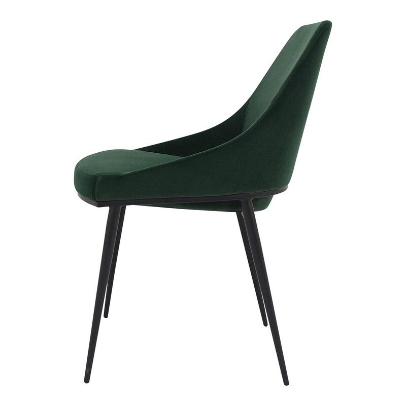 Moe's Home Collection SEDONA DINING CHAIR GREEN VELVET-M2