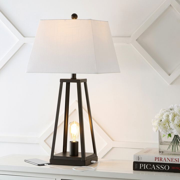 Waylon Classic Industrial Iron Nightlight LED Table Lamp with USB Charging Port