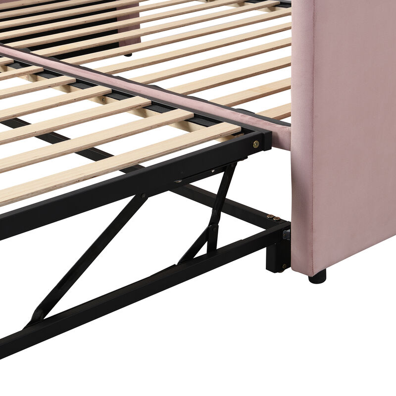 Merax Upholstered Daybed with Pop Up Trundle